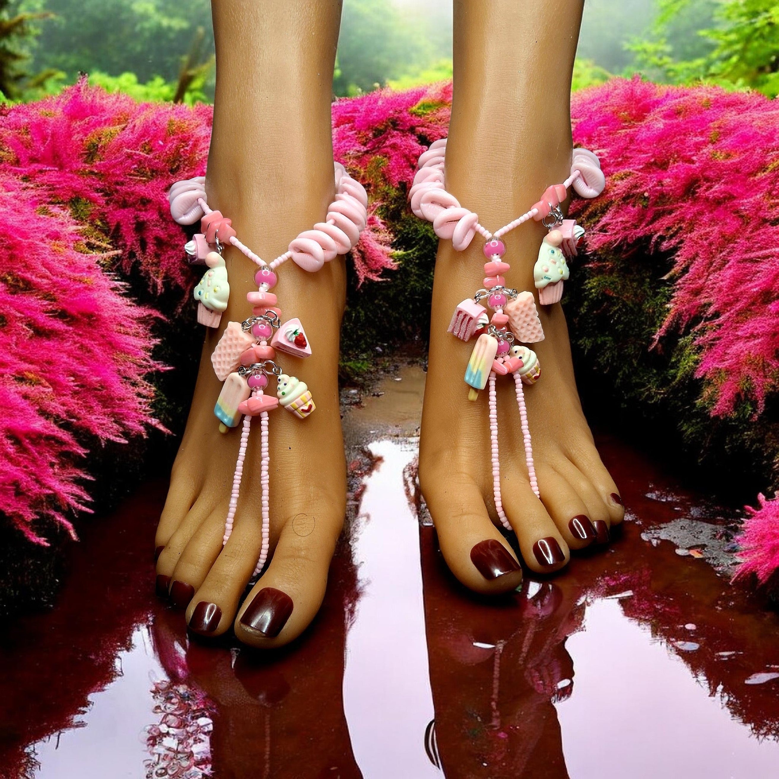 GIRL PINK and CHARMS Barefoot Sandals