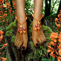 RED ORANGE and CHARMS Barefoot Sandals