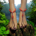 TURQUOISE RED Barefoot Sandals