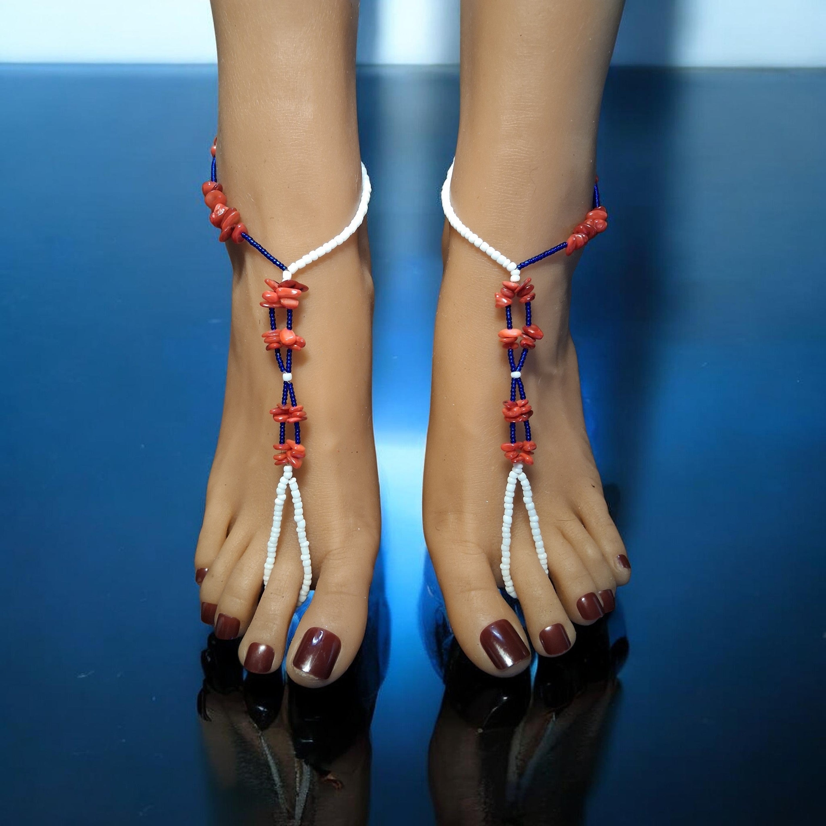 RED WHITE BLUE 2 SIDES Barefoot Sandals