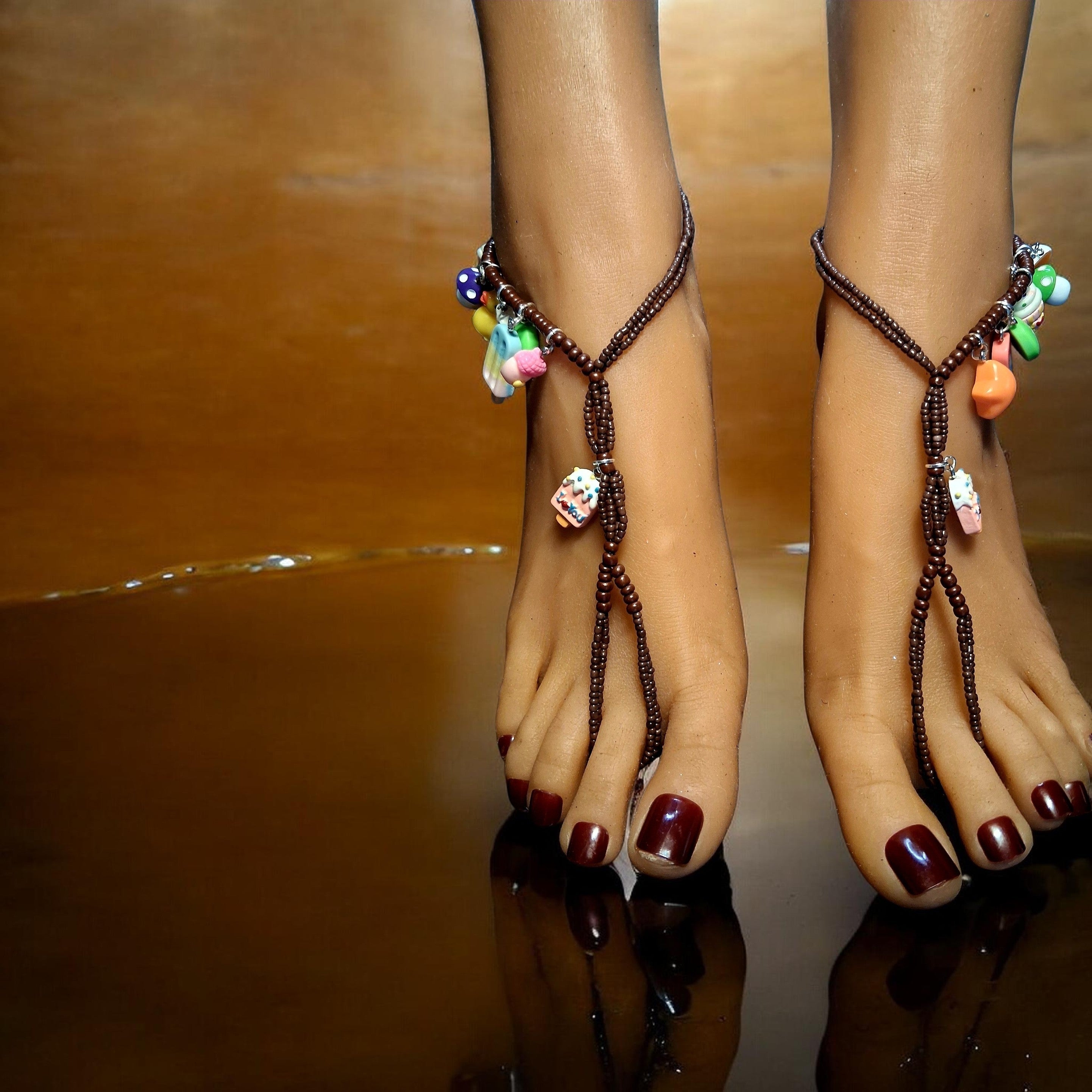 CHOCOLATE AND CHARMS Barefoot Sandals