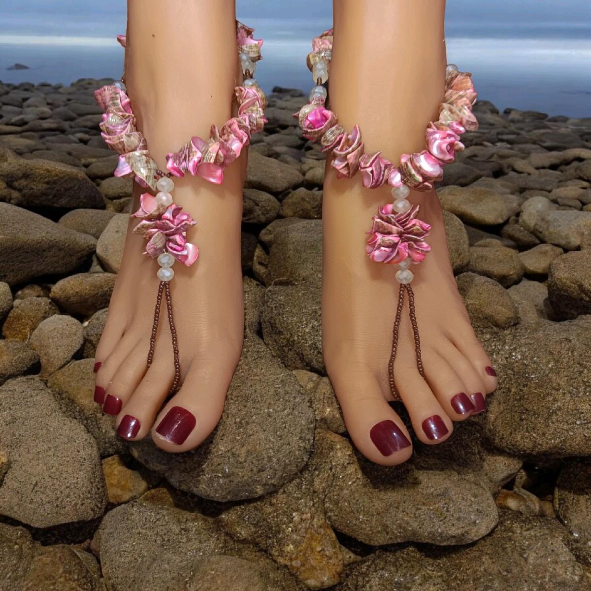 PINK and BROWN Barefoot Sandals