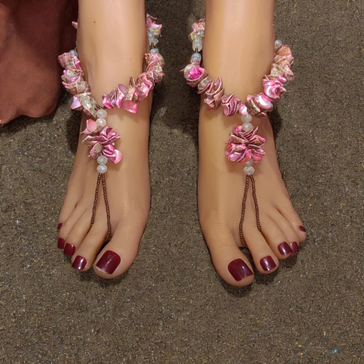 PINK and BROWN Barefoot Sandals