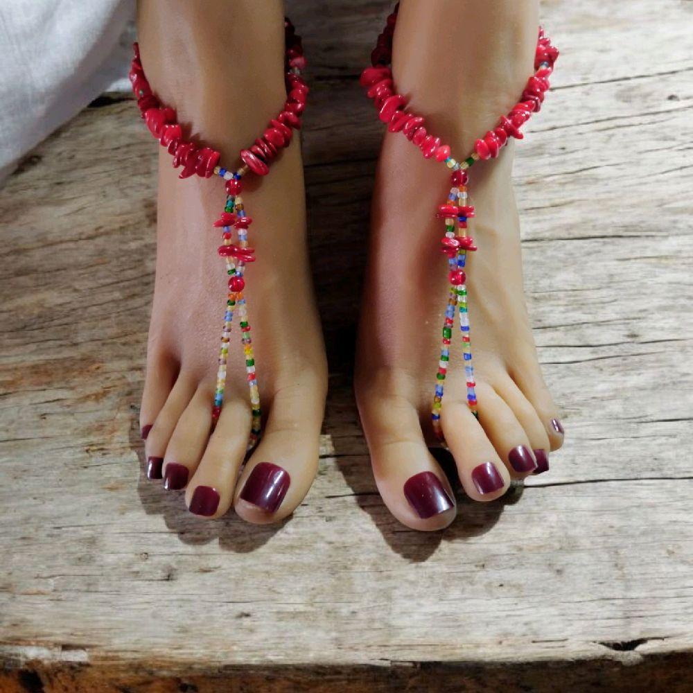 RED SHELL MULTI Barefoot Sandals