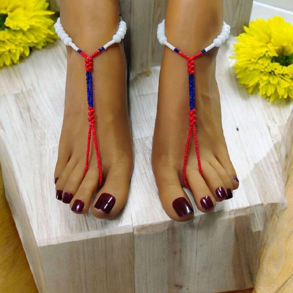 RED WHITE and BLUE Barefoot Sandals