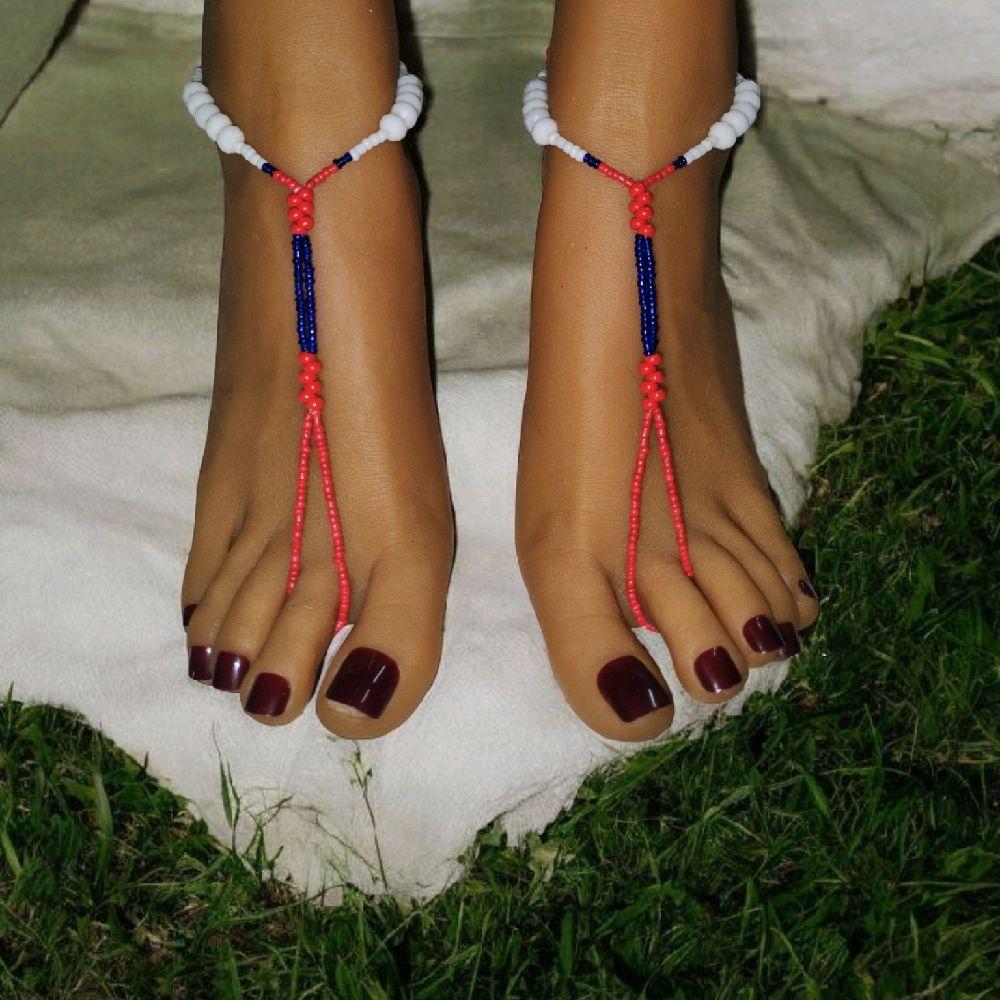 RED WHITE and BLUE Barefoot Sandals